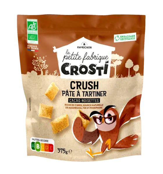 Pernute bio pentru copii cu crema de cacao si alune de padure, 375g, Crosti