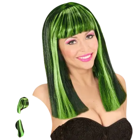 Peruca neon verde