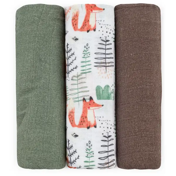 Petite&Mars Moussy scutece textile Forest Fox 68 x 68 cm 3 buc