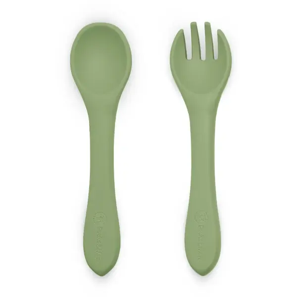 Petite&Mars Take&Match Silicone Cutlery tacâmuri Sweet Pea 6m+ 2 buc