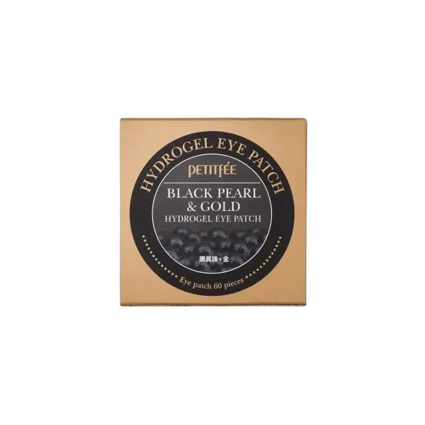 Petitfee Black Pearl and Gold Eye Patch, plasturi de ochi cu hidrogel 60buc cu perle negre și aurii Volum 1g x 60 buc