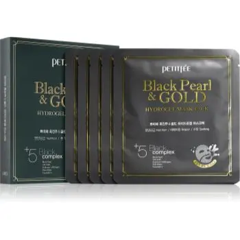 Petitfée Black Pearl & Gold mască intensă cu hidrogel cu aur de 24 de karate