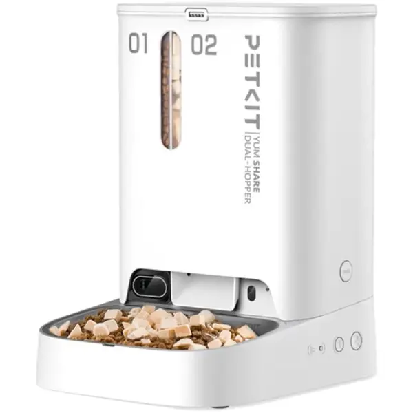 PETKIT Hranitor automat animale de companie PETKIT Yumshare Dual Hopper, Camera Full HD, 5 l, Alb
