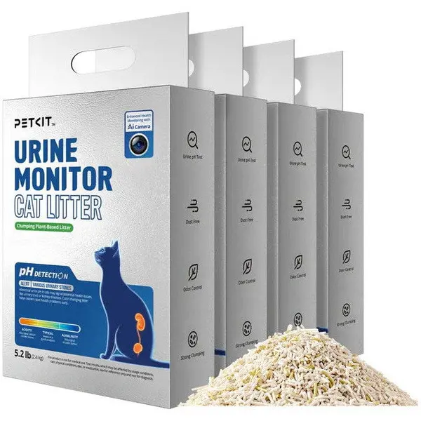 PETKIT Set de 4 cutii cu nisip pentru monitorizarea urinei, litiera pentru pisici Petkit Urine Monitor, 2,4 kg/cutie, absorbtie rapida