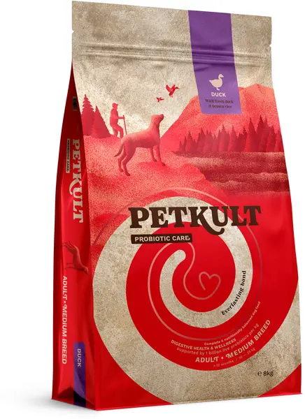 PETKULT Probiotics Adult medium, talie medie, Raţă şi orez 8kg