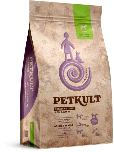 PETKULT Sensitive Low Callories Adult & SENIOR, talie mică, Miel/orez