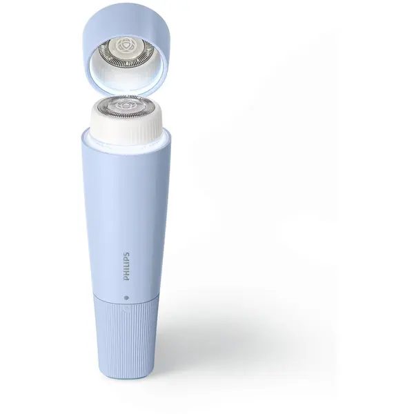 Philips Aparat de ras par facial Philips Seria 5000 BRR484/00, Oglinda incorporata, Lumina LED, Albastru deschis