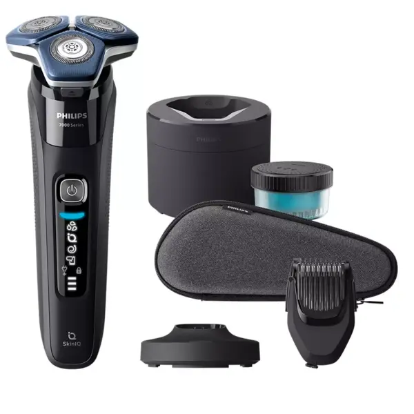 Philips Aparat de ras Philips Shaver Series 7000 S7886 55, acumulator, autonomie 60 min, SkinIQ, Negru