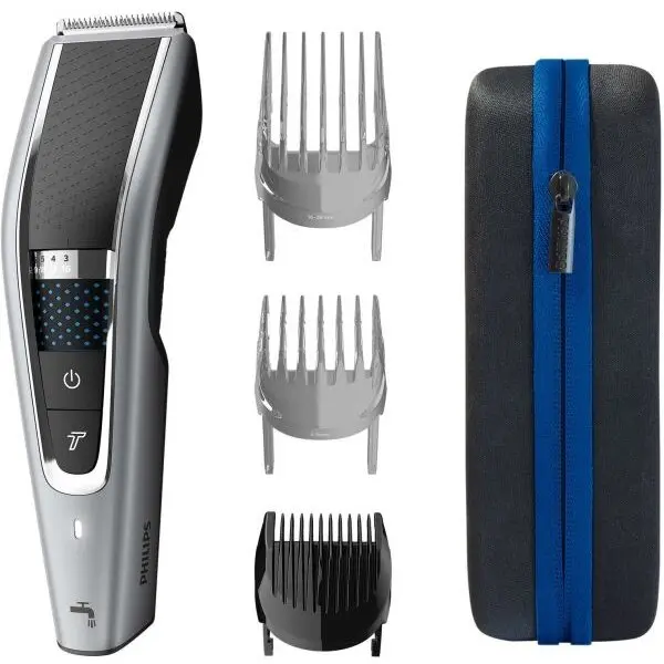 Philips Aparat de tuns lavabil Philips HC5650/15, 28 setari de lungime, Carcasa depozitare , Lame din otel inoxidabil, Accesoriu pentru barba, Argintiu