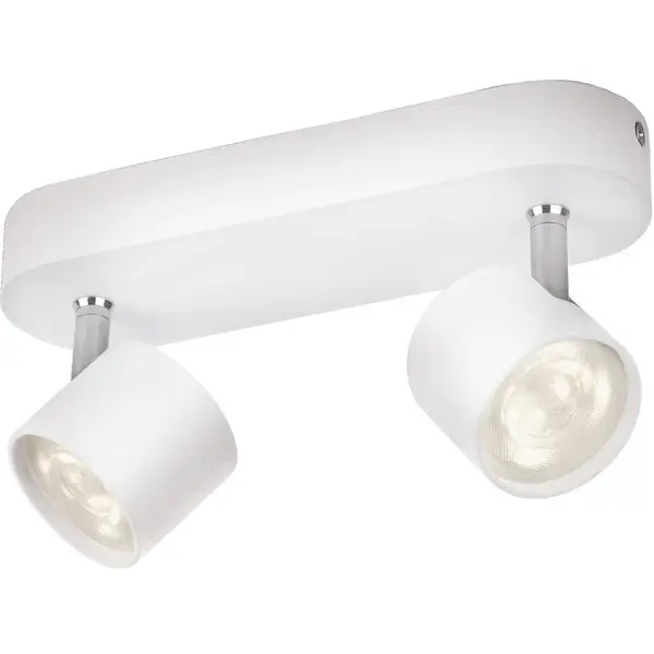 Philips Bara cu 2 spoturi LED Philips myLiving Star, 3W (35W), 330 lm, lumina alaba calda, aluminiu, Alb