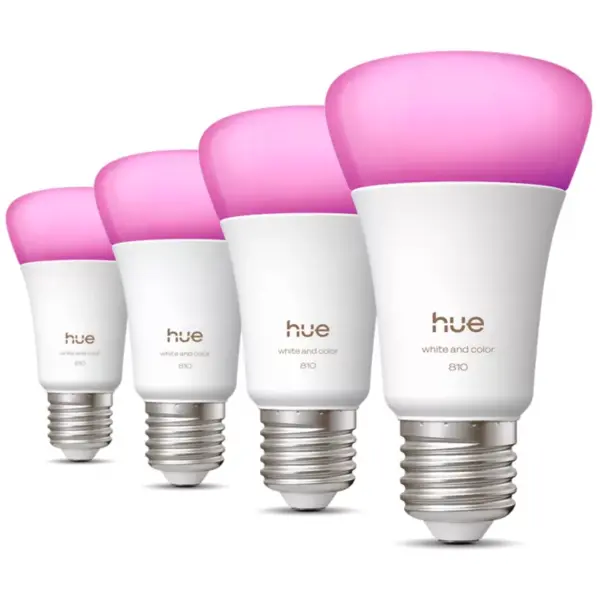 Philips Bec inteligent Philips Hue WCA 810 A60 E27 4P EU, LED, 6W, Bluetooth/Zigbee, 4 bucati