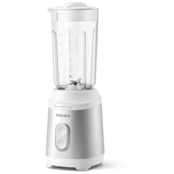 Philips Blender Philips HR2510/90 seria 3000, putere 350W, design compact, recipient plastic cu capacitate maxima 1L, 2 viteze, Argintiu