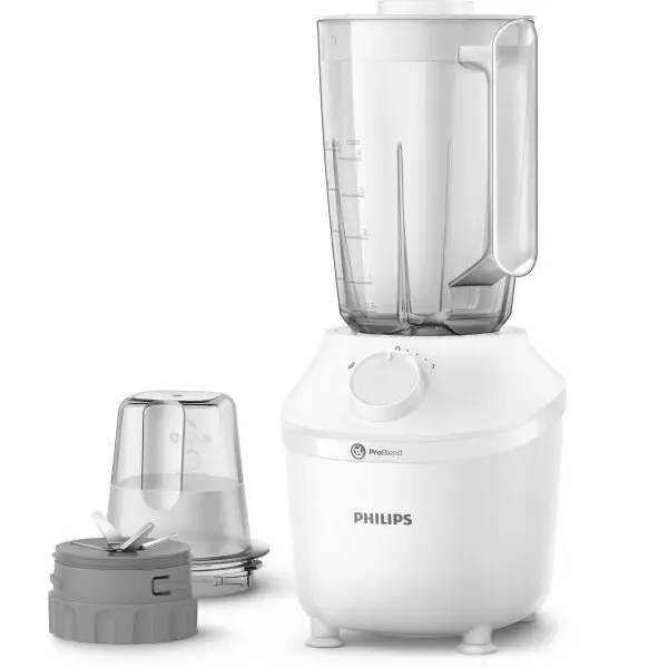 Philips Blender Philips Seria 3000 HR2041/17, sistem problend, setare cu 1 viteza + impuls, capacitate maxima 1.9 L, capacitate efectiva 1 L, picioare antivibratie, culoare: alb