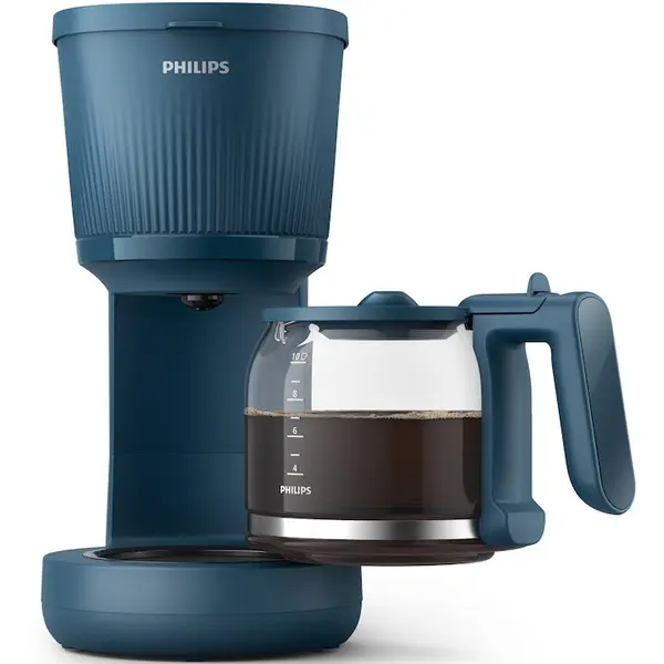 Philips Cafetiera Philips HD7411/70 seria 3000, vas de 1.3L, sistem anti-picurare, filtru permanent, oprire automata, Albastru