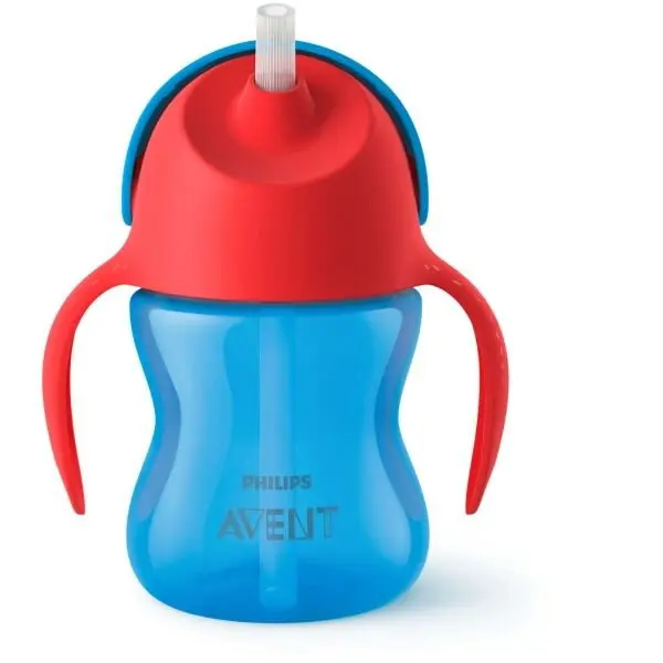 Philips Cana cu pai Philips Avent SCF796/01, 9 luni, 200 ml, Albastru/Rosu