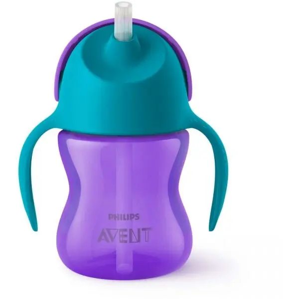Philips Cana cu pai Philips Avent SCF796/02, 9 luni, 200 ml, Mov/Albstru