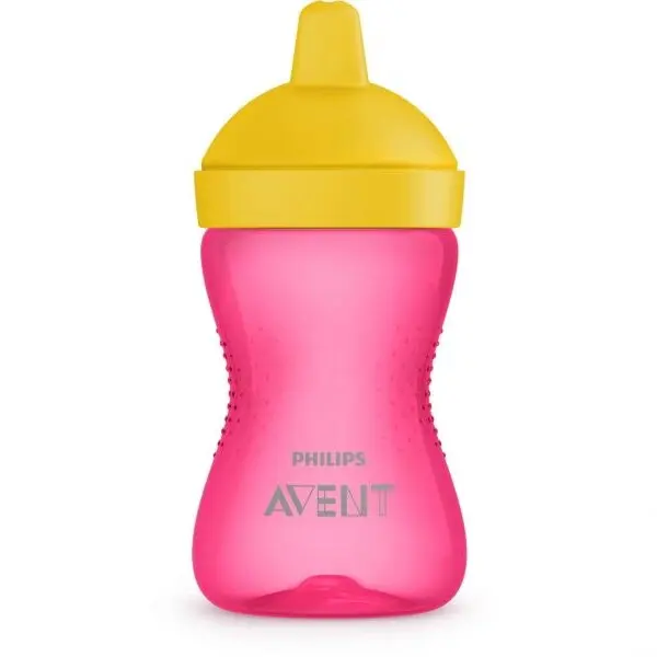 Philips Cana cu tetina de formare dura Philips Avent SCF804/04, 300 ml, 18 luni +, Roz/Galben