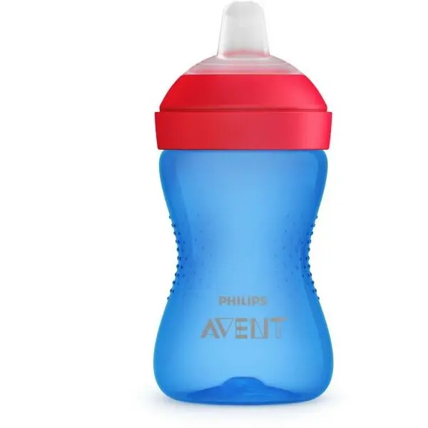 Philips Cana cu tetina moale, rezistenta la muscaturi Philips Avent SCF802/01, 300 ml, 9 luni +, Albastru/Rosu