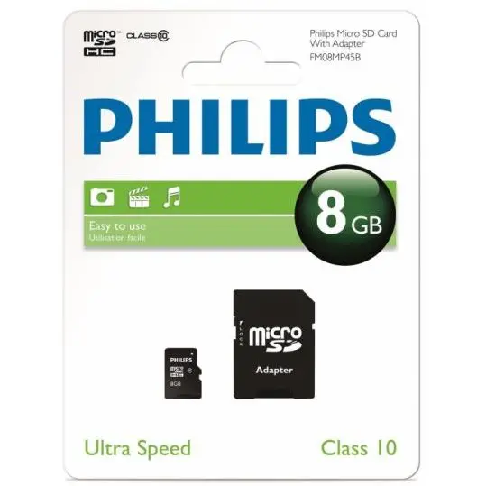 Philips Card de Memorie PHILIPS MICRO SDHC CARD 8 GB CLASS 10+ADP