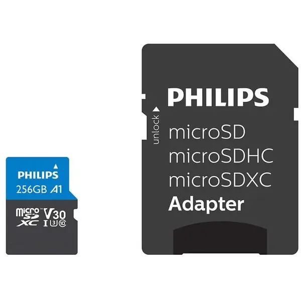 Philips Card memorie Philips MicroSDXC Card 256 GB Class 10 UHS-I U3 incl. Adapter