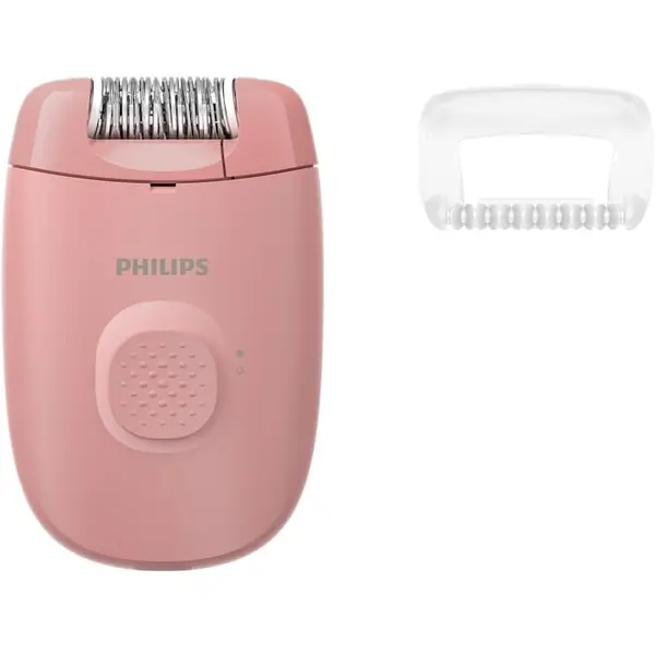 Philips Epilator compact cu fir, Philips Seria 2000 BRE227/00, 1 setare de viteza, cap de epilare lavabil, 1 accesoriu pentru corp si picioare, Roz