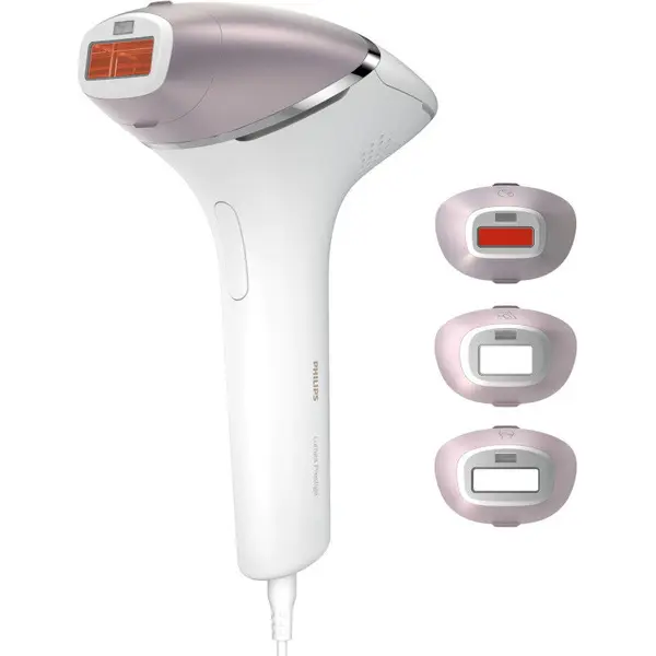 Philips Epilator IPL Philips Lumea Seria 8000 BRI947/00, Senzor Smartskin, Tehnologie SenseIQ, 450.000 impulsuri, Alb-Roz