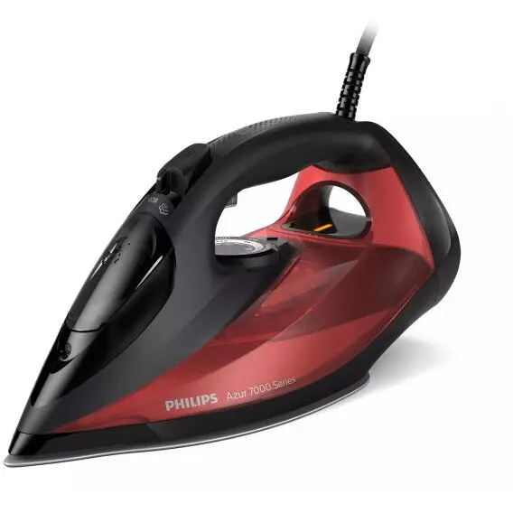 Philips Fier de Calcat PHILIPS Seria 7000 DST7022/40, 2800W, 250g/min, 300ml, Talpa SteamGlide Plus, Rosu-Negru