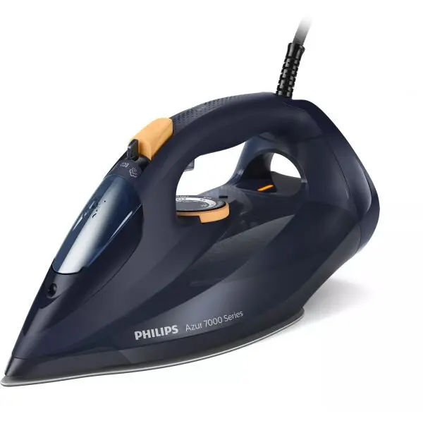 Philips Fier de Calcat PHILIPS Seria 7000 DST7060/20, 3000W, 250g/min, 300ml, Talpa SteamGlide Elite, Bleumarin-Galben