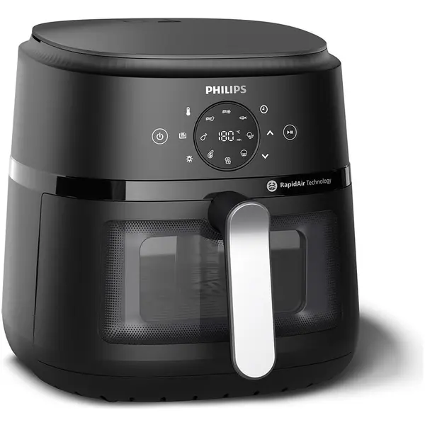 Philips Friteuza cu aer cald Philips NA231/00 Airfryer, 1700 W, 6.2 L, 13 programe, Negru/Argintiu