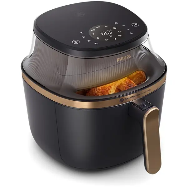 Philips Friteuza cu Aer Cald Philips NA332/00 Airfryer Seria 3000, 6.2 L, 1700 W, RapidAir Plus, Touchscreen, 16 Programe, Negru