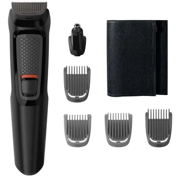Philips Kit de ingrijire 6 in 1 Philips Multigroom MG3710/15, fara fir, Lame cu ascutire automata, 4 piepteni, Negru
