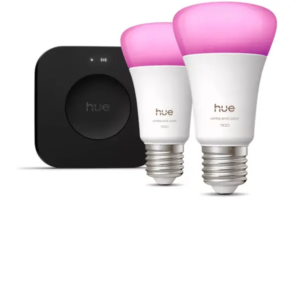 Philips Kit iluminat inteligent Philips 8721103107619, 2 becuri LED E27, Multicolor, 1100 lm