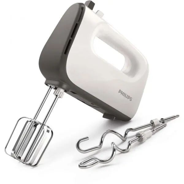 Philips Mixer de mana Philips Viva Collection HR3740/00, 450 W, 5 viteze, Functie Turbo, Alb/Gri