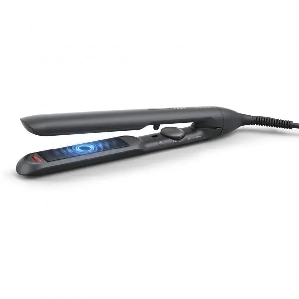 Philips Placa de indreptat parul Philips BHS510/00, Tehnologie ThermoShield, Placi infuzate cu ulei de argan, 230°C, Ingrijire ioni, 12 setari temperatura, Husa termorezistenta, Negru