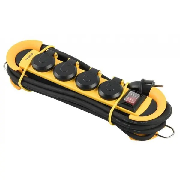 Philips Prelungitor Philips Phil-SPN5140YB/60, 4 x Schuko, 3m, 3680 W, Galben-Negru