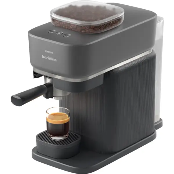 Philips pressor Philips Baristina BAR300/60, 1500W, 16 bar, 1.2 L, portafiltru, cu functie extra-shot, rasnita ceramica, nivel ideal de macinare, presiune exacta, dozaj precis, tava detasabila, Negru