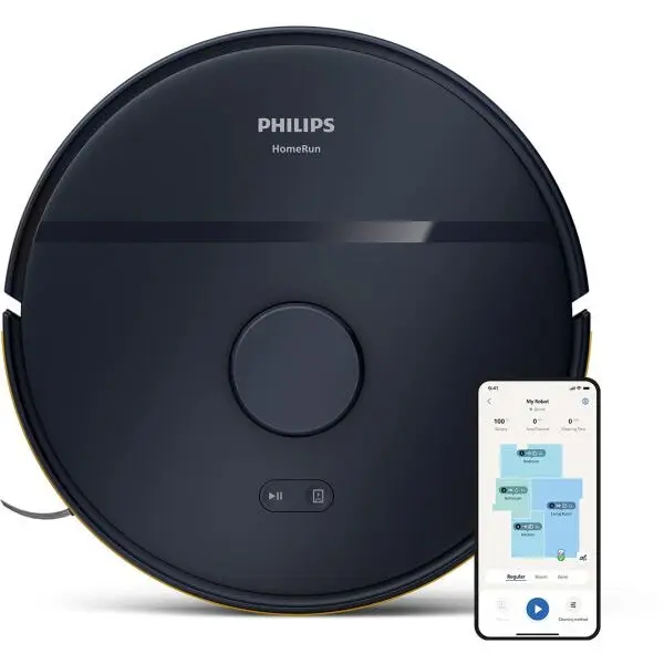 Philips Robot de aspirare Philips XU2000/15 seria 2000, aspirator si mop, 5 harti, 6000 Pa, Wi-Fi, Navigare radar LDS, filtru EPA11 lavabil, scanare la 360 de grade, autonomie pana la 120 min, aplicatie HomeRun, Albastru