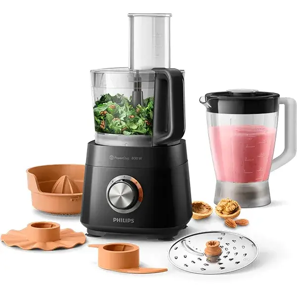 Philips Robot de bucatarie PHILIPS Viva Collection HR7530/10, vas 2.1l, blender 1.5l, 850W, 2 trepte viteza, negru