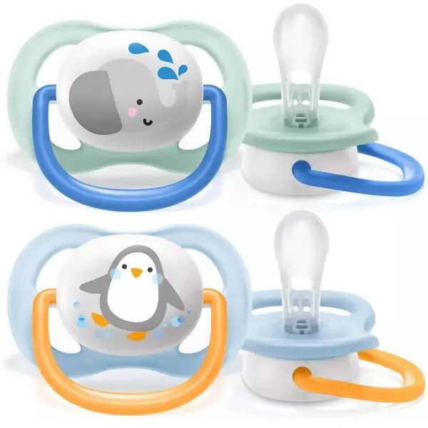 Philips Set 2 suzete Philips-AVENT Ultra Air SCF080/05, ortodontica, 0-6 luni, Gri/Alastru