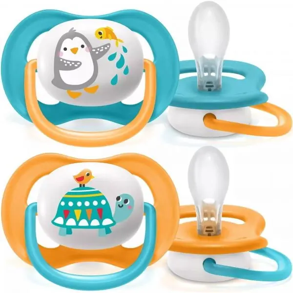 Philips Set 2 suzete Philips-AVENT Ultra Air SCF080/07, ortodontica, 6-18 luni, Albastru/Galben