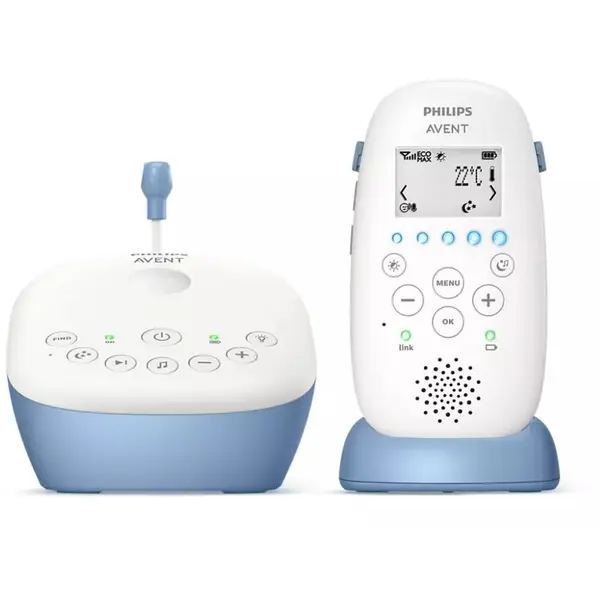 Philips Sistem DECT de monitorizare pentru copii Philips Avent SCD735/52, 24 ore, proiector lumina nocturn, termometru, raza 330m