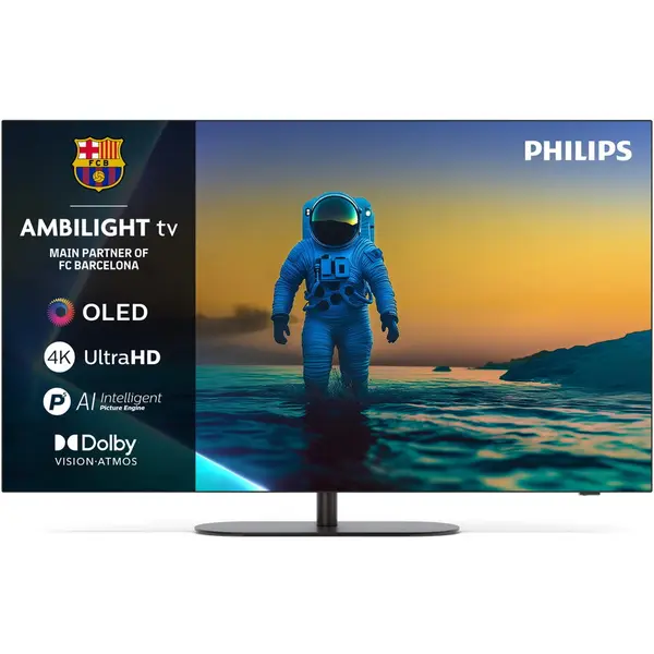 Philips Televizor Philips Ambilight TV OLED 65OLED820, 164 cm, Google TV, 4K Ultra HD, 100Hz, Clasa F (Model 2025), Gri