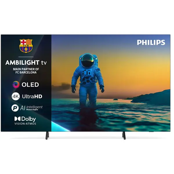 Philips Televizor Philips Ambilight TV OLED 77OLED820, 194 cm, Google TV, 4K Ultra HD, 100Hz, Clasa F (Model 2025), Gri