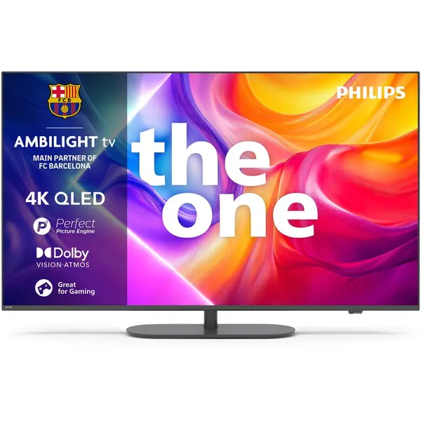 Philips Televizor Philips Ambilight TV QLED 50PUS9010, 126 cm, Smart TV, 4K Ultra HD, 100 Hz, Clasa F (Model 2025), Gri