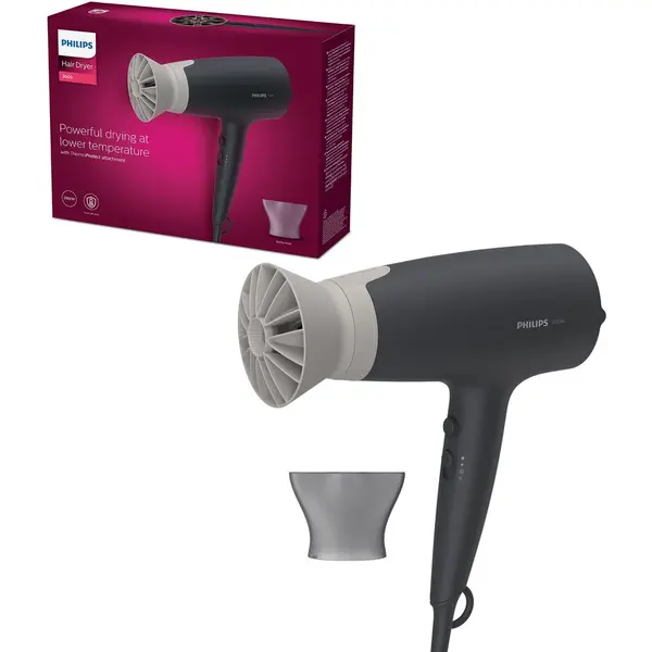 Philips Uscator de par Philips BHD351/10, 2100W, accesoriu Thermo Protect, ingrijire cu ioni, 6 setari de viteza/temperatura, cap de coafare 14 mm, Gri