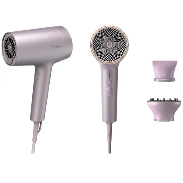 Philips Uscator de par Philips Seria 7000 BHD723/10, 1800 W, 2 viteze, 4 setari temperatura, 2 accesorii magnetice, Roz