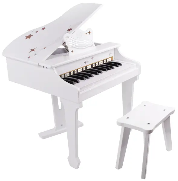 Pian electronic pentru copii Classic World - Alb, cu bancuta