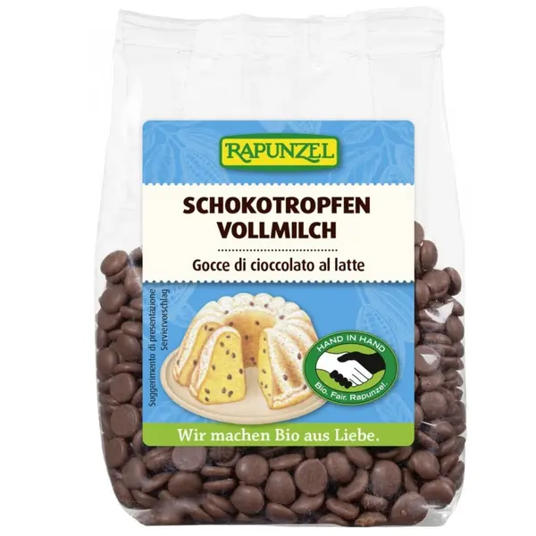 Picaturi ciocolata din lapte integral, eco - 100 g