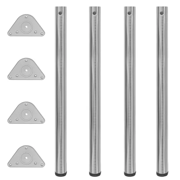 Picioare de masa din nichel slefuit, inaltime reglabila, 4 buc, 870 mm