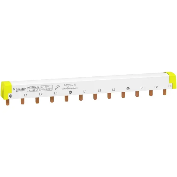 Pieptene (busbar) 3L+N, inclinare 18 mm, 12 Module, 100A Schneider A9XPH412